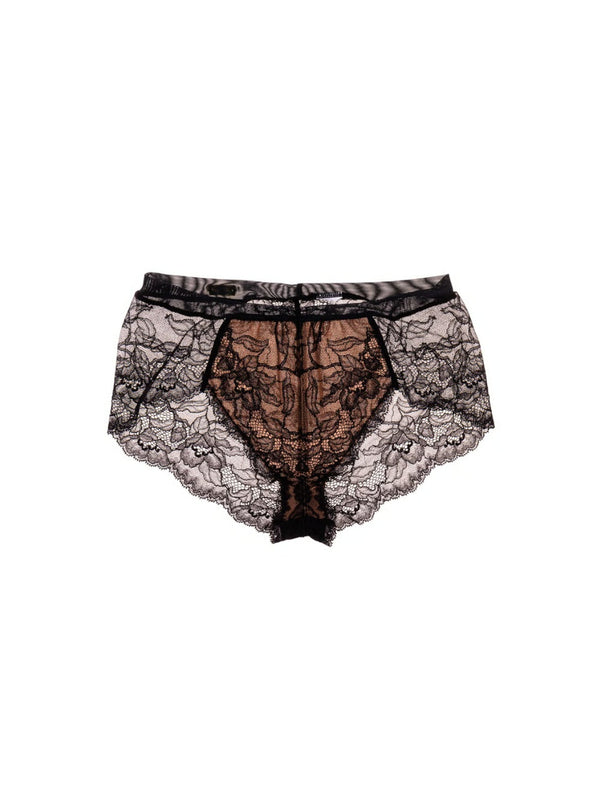 M'DREA 日本製ゴム不使用レースショーツ BIANCA Black|ラインレス・S〜LL