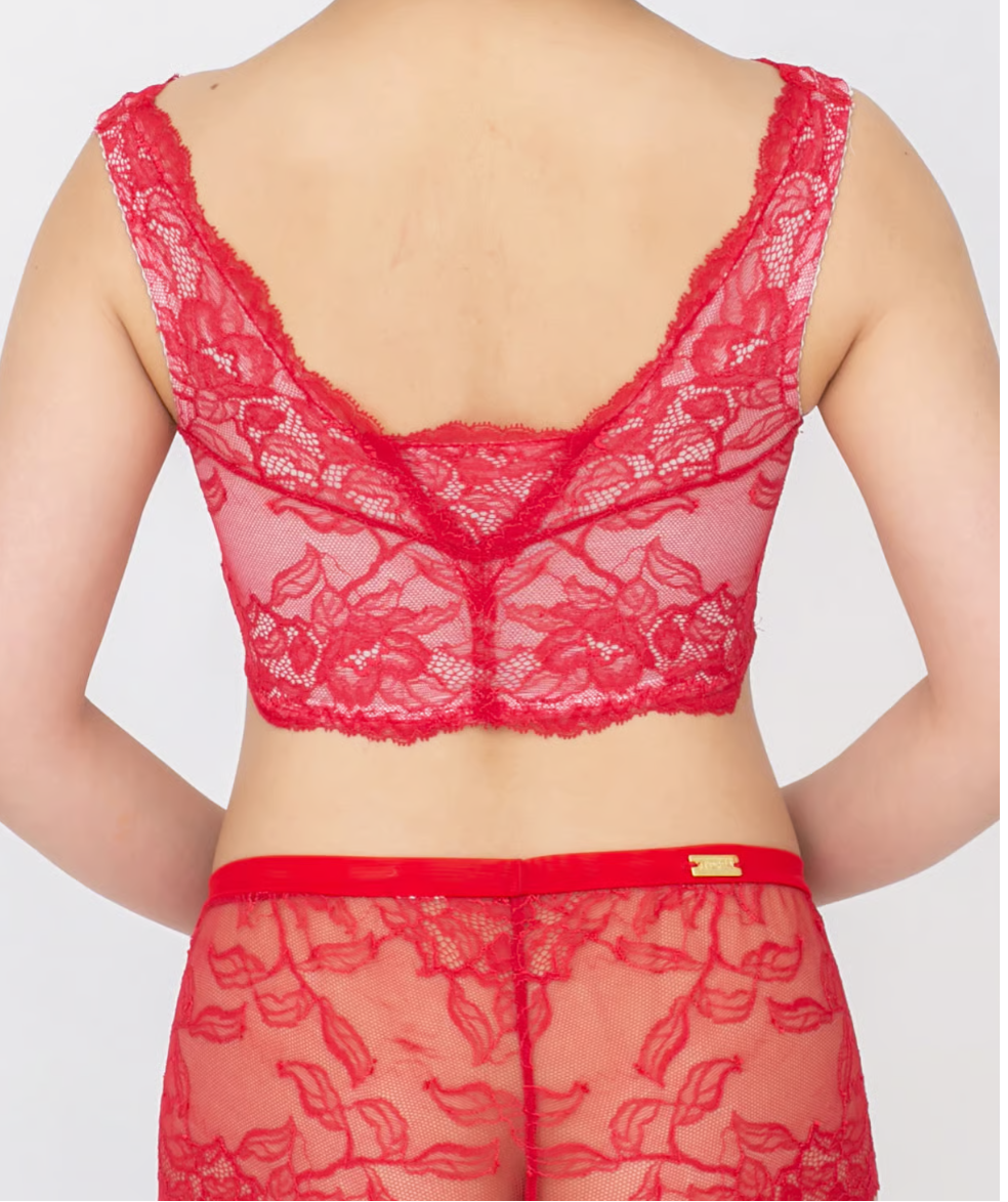 M'DREA 日本製ゴム不使用レースショーツ BIANCA Red｜ラインレス・S〜LL