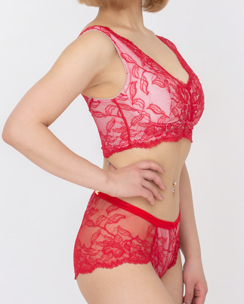 M'DREA 日本製ノンワイヤーレースブラ BIANCA Red｜B〜Nカップ・24サイズ展開