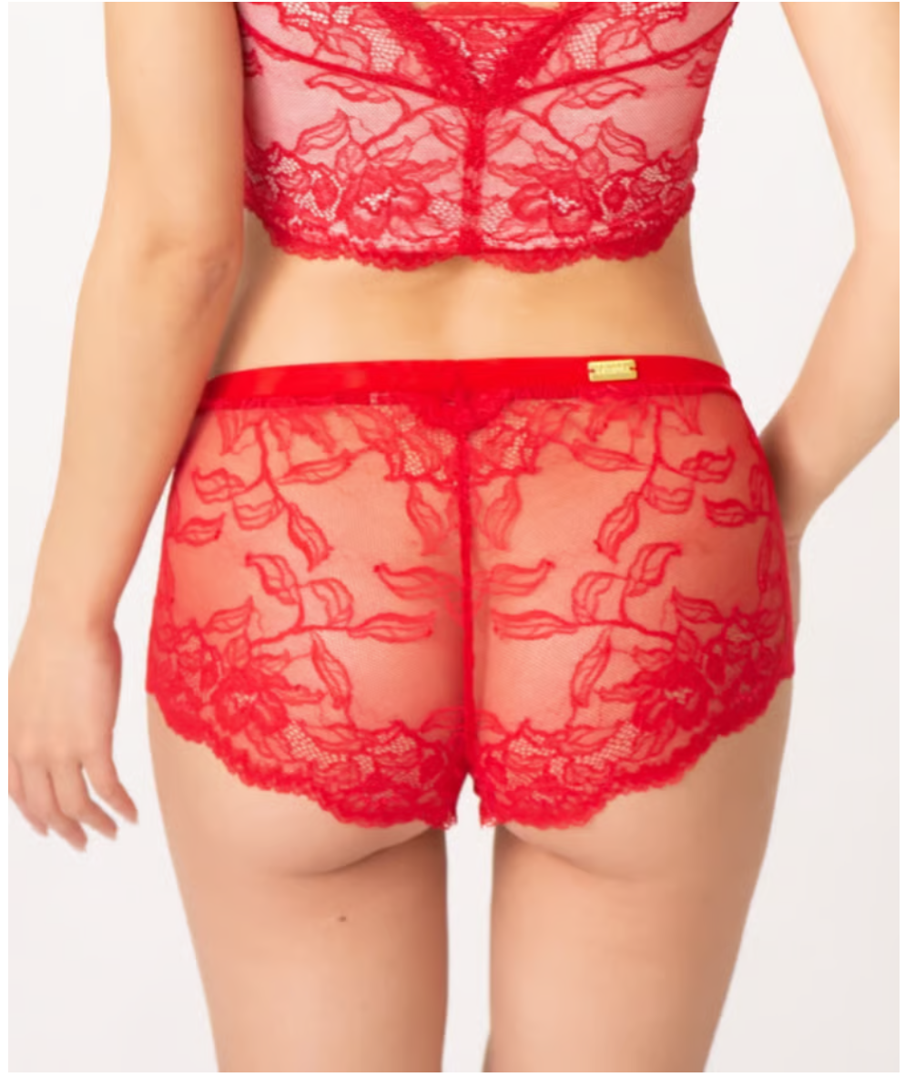 M'DREA 日本製ゴム不使用レースショーツ BIANCA Red｜ラインレス・S〜LL
