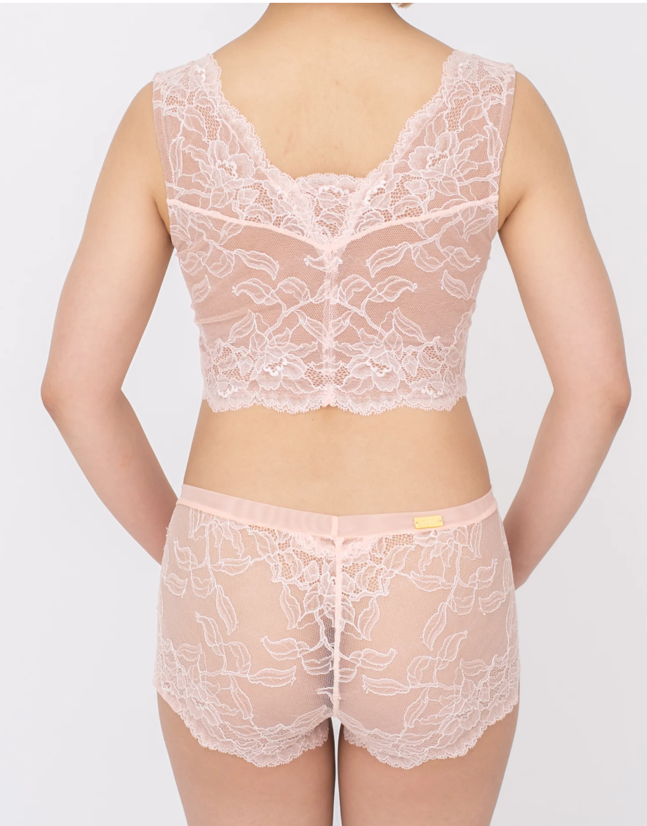 M'DREA 日本製ゴム不使用レースショーツ BIANCA Powder Pink｜ラインレス・S〜LL
