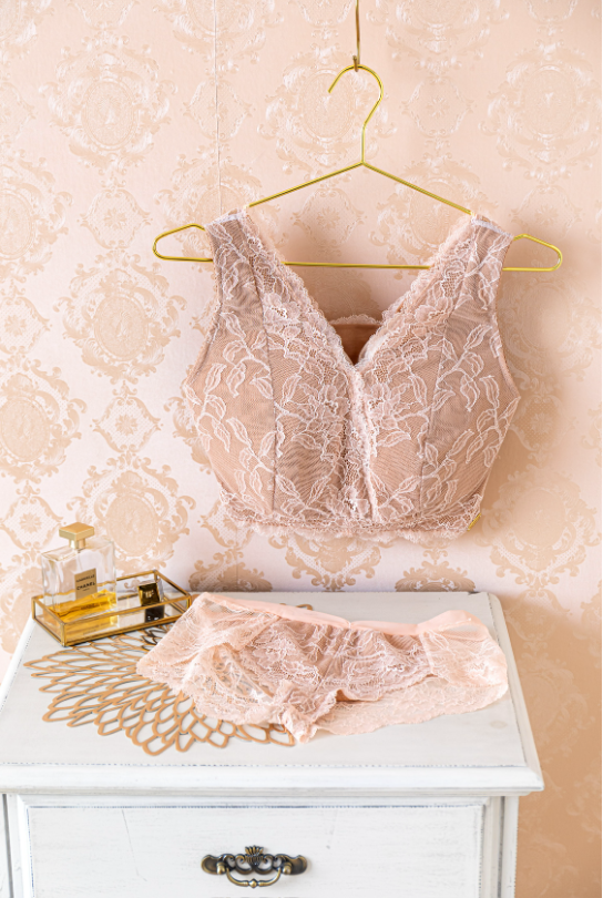 M'DREA 日本製ゴム不使用レースショーツ BIANCA Powder Pink｜ラインレス・S〜LL