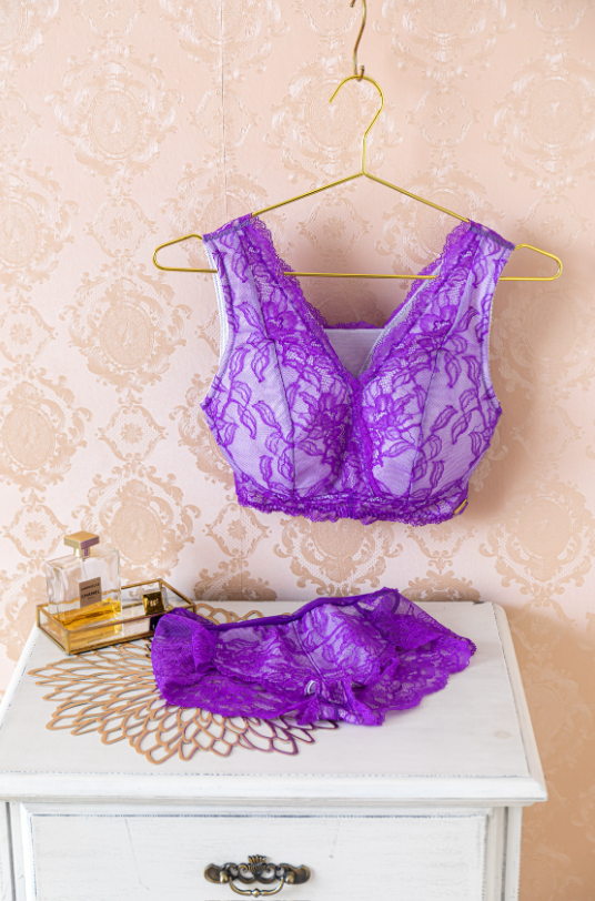 M'DREA 日本製ゴム不使用レースショーツ BIANCA Violet｜ラインレス・S〜LL