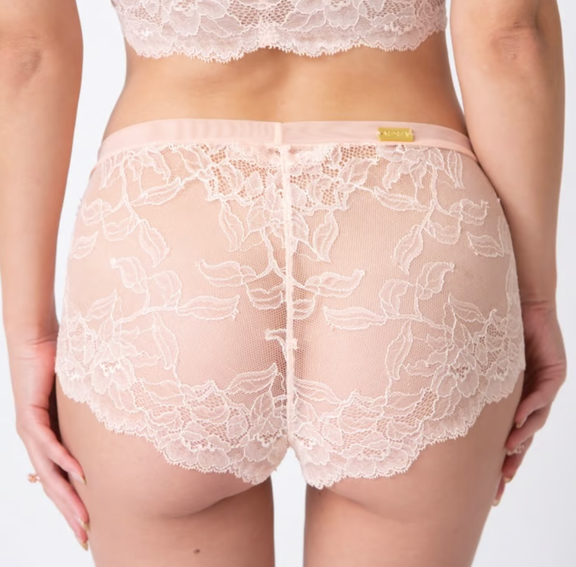 M'DREA 日本製ゴム不使用レースショーツ BIANCA Powder Pink｜ラインレス・S〜LL