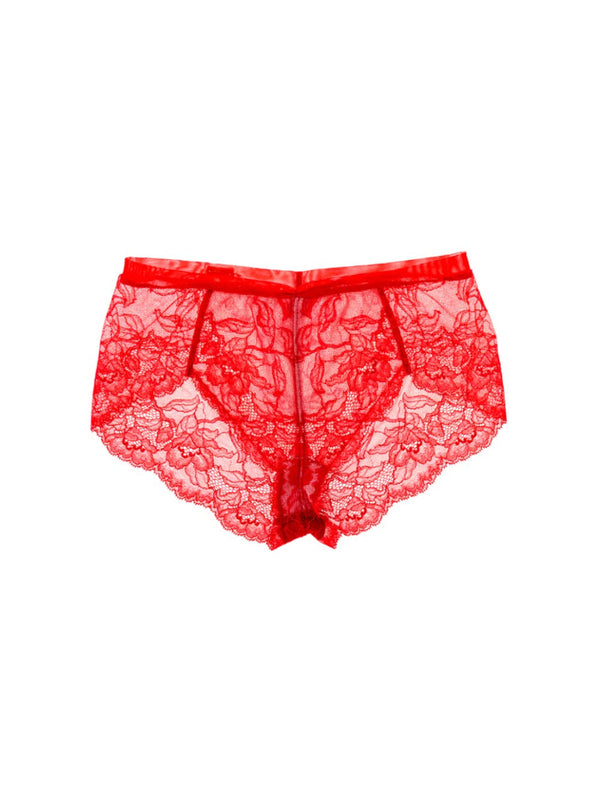 M'DREA 日本製ゴム不使用レースショーツ BIANCA Red｜ラインレス・S〜LL