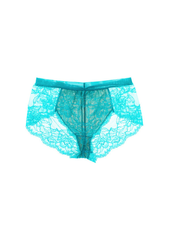 M'DREA 日本製ゴム不使用レースショーツ BIANCA Turquoise｜ラインレス・S〜LL