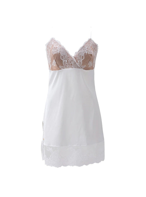 M'DREA Elegance White Slip｜日本製レーススリップ・グラマーバスト対応設計