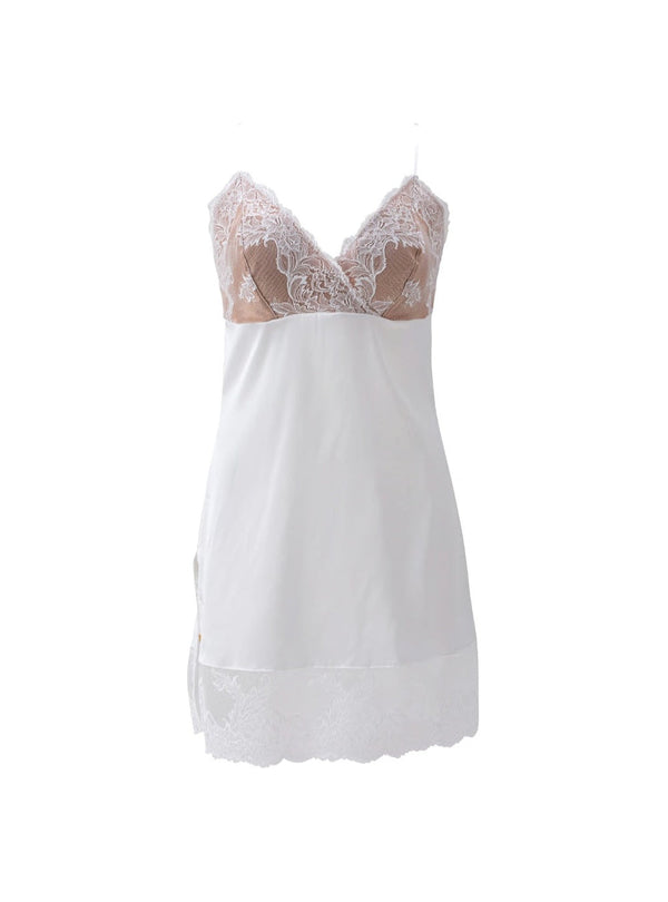 M'DREA Elegance White Slip｜日本製レーススリップ・グラマーバスト対応設計