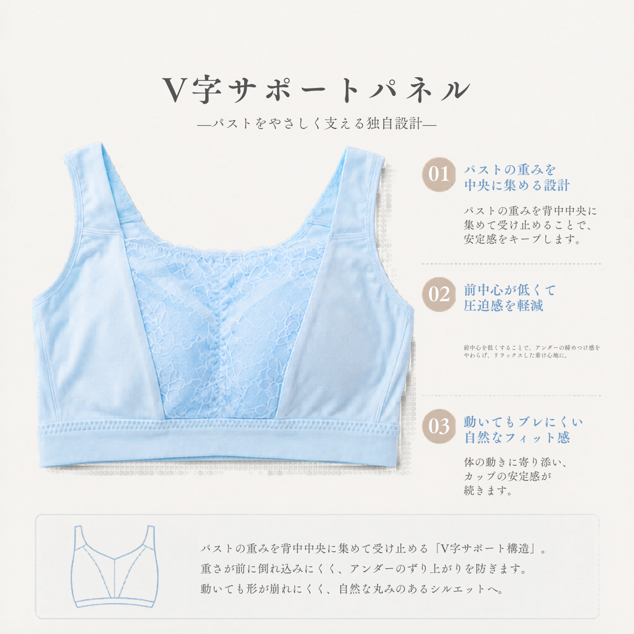 meguru ぐっすりナイトブラ｜水色