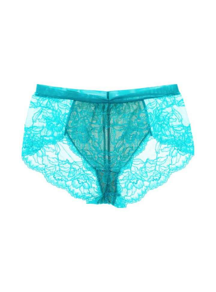 M'DREA 日本製ゴム不使用レースショーツ BIANCA Turquoise｜ラインレス・S〜LL